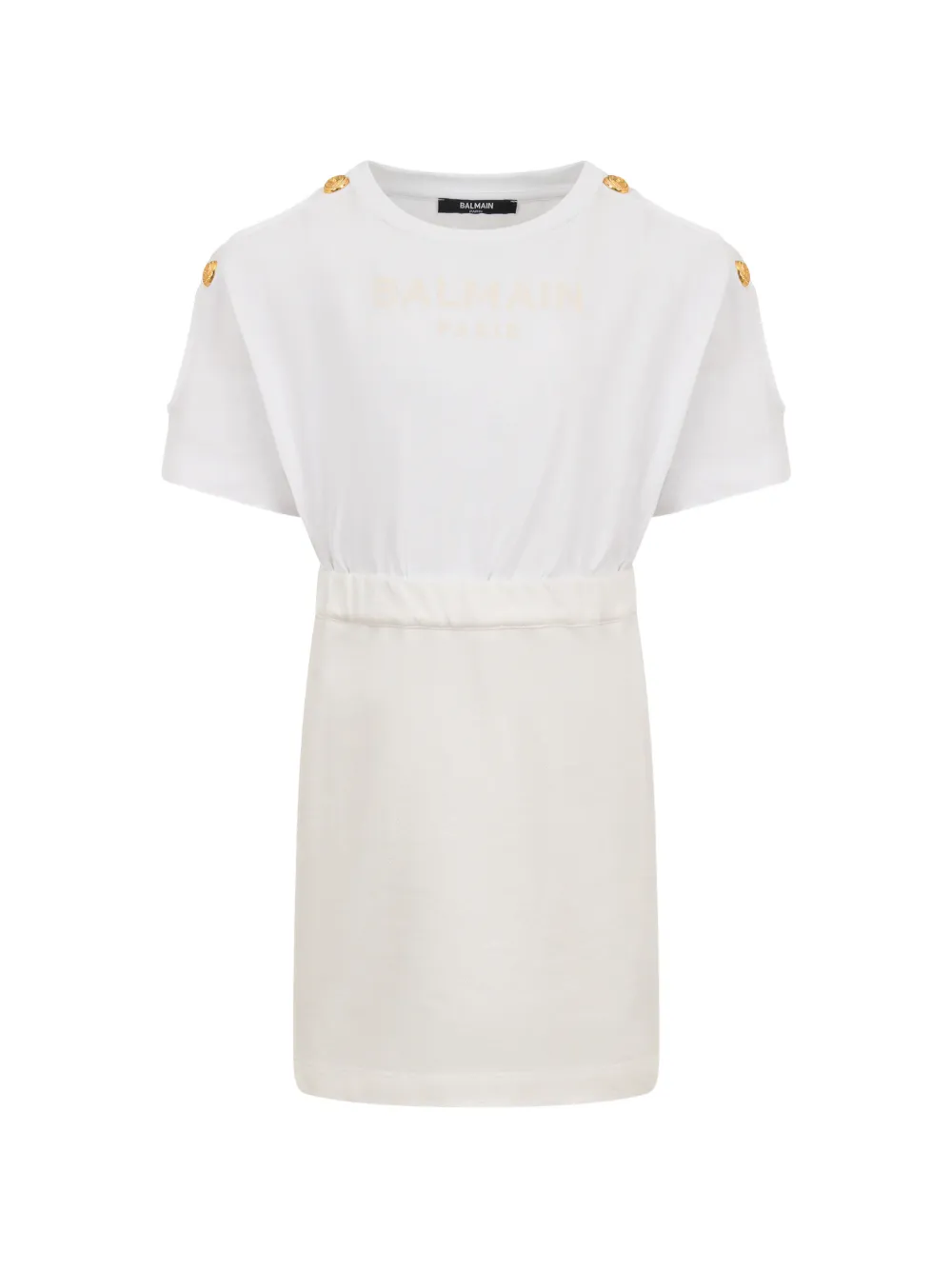 Balmain Kids button-detail short-sleeve mini dress - Bianco