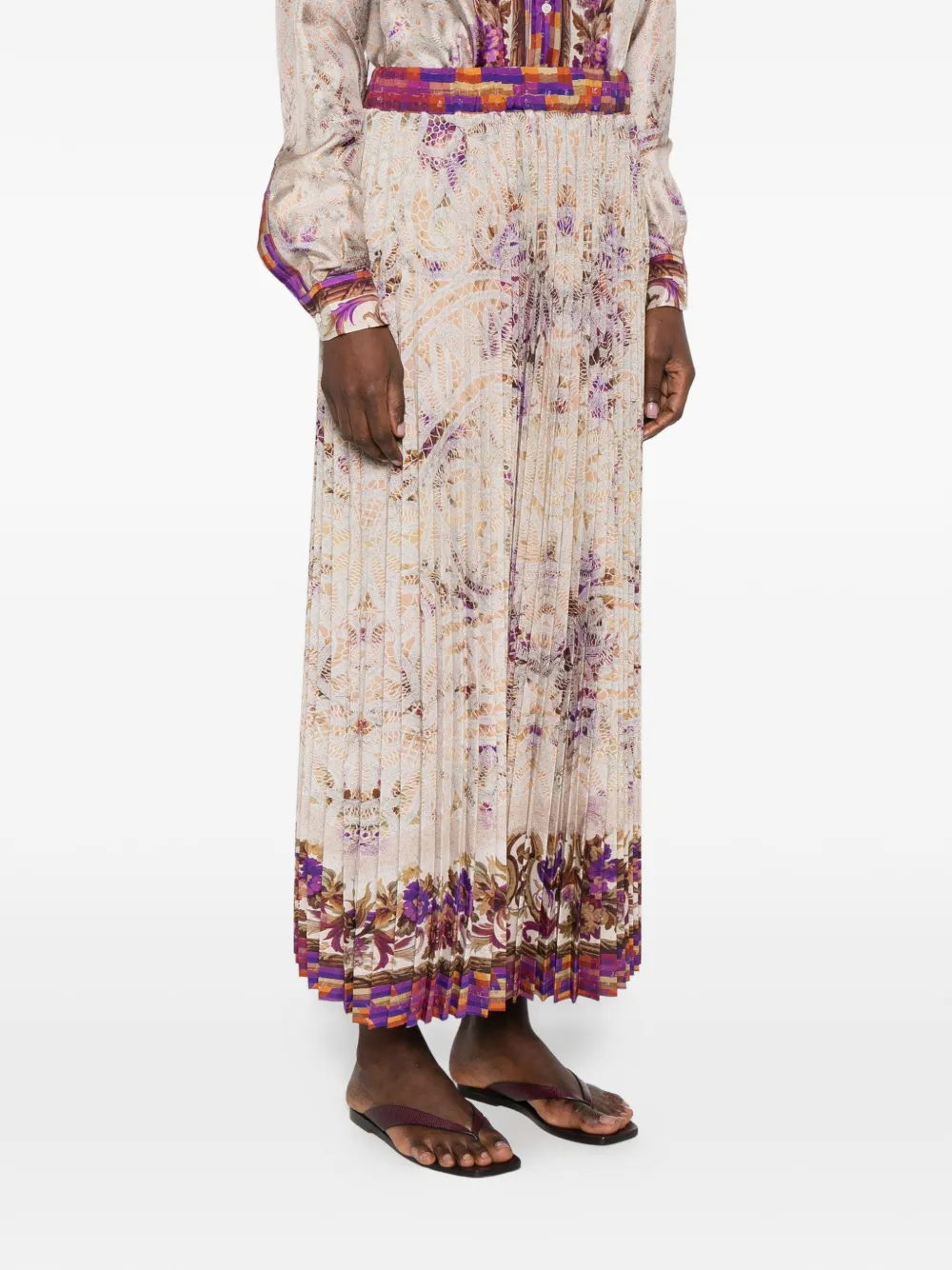 Pierre-Louis Mascia Midi-rok met bloemenprint Beige