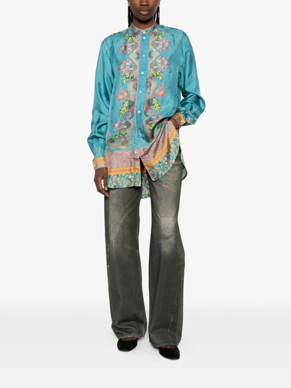  Pierre-louis Mascia Aloe Floral Shirt - Blue 