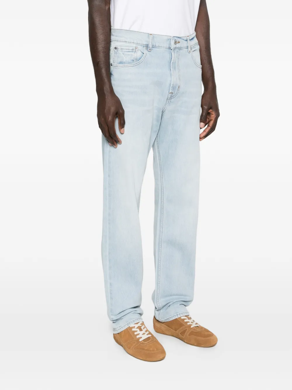  7 For All Mankind Zip-up Straight Denim Jeans - Blue 