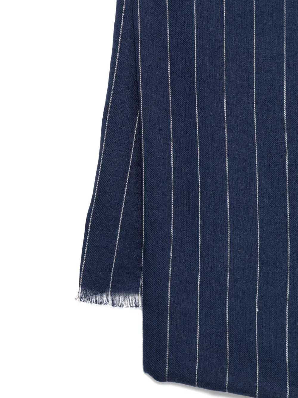  Eleventy Striped-pattern Fringed Scarf - Blue 