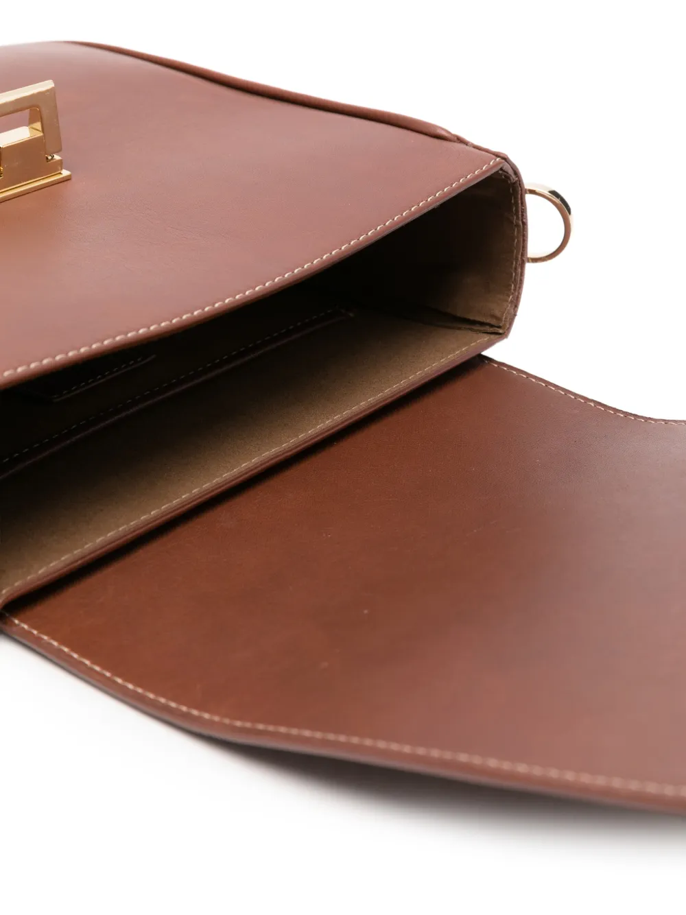 Eleventy Leren crossbodytas met logo-reliëf Bruin