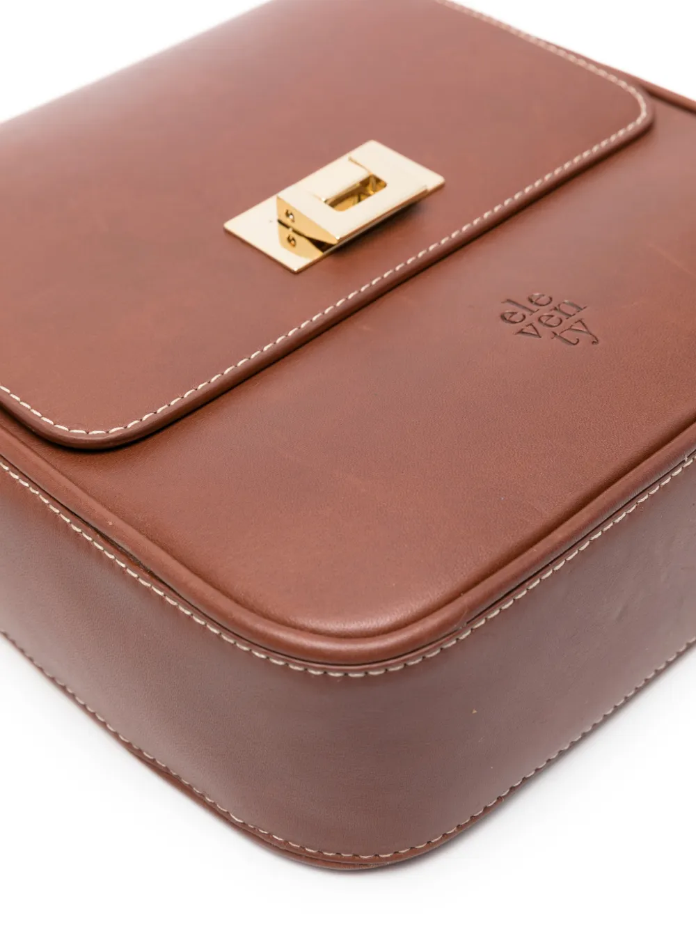  Eleventy Logo-debossed Leather Cross Body Bag - Brown 