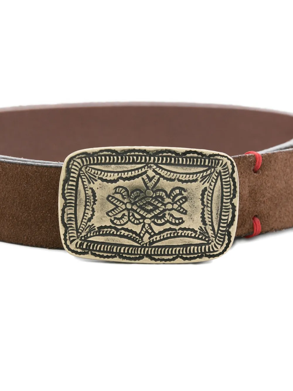 Eleventy Cacao riem met gegraveerd gesp Bruin