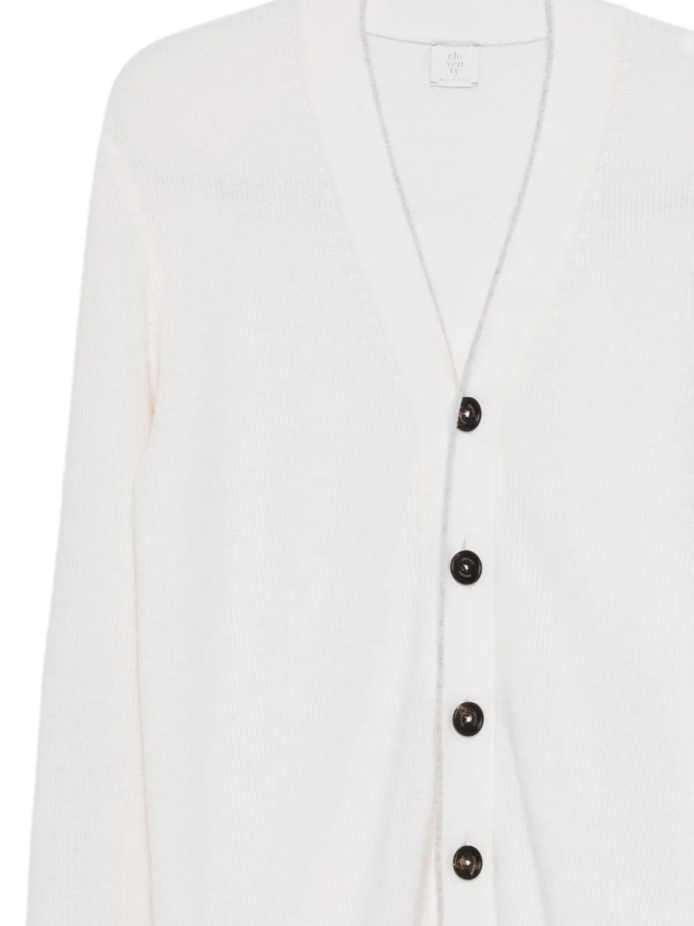  Eleventy Contrasting-trim Buttoned Cardigan - Neutrals 