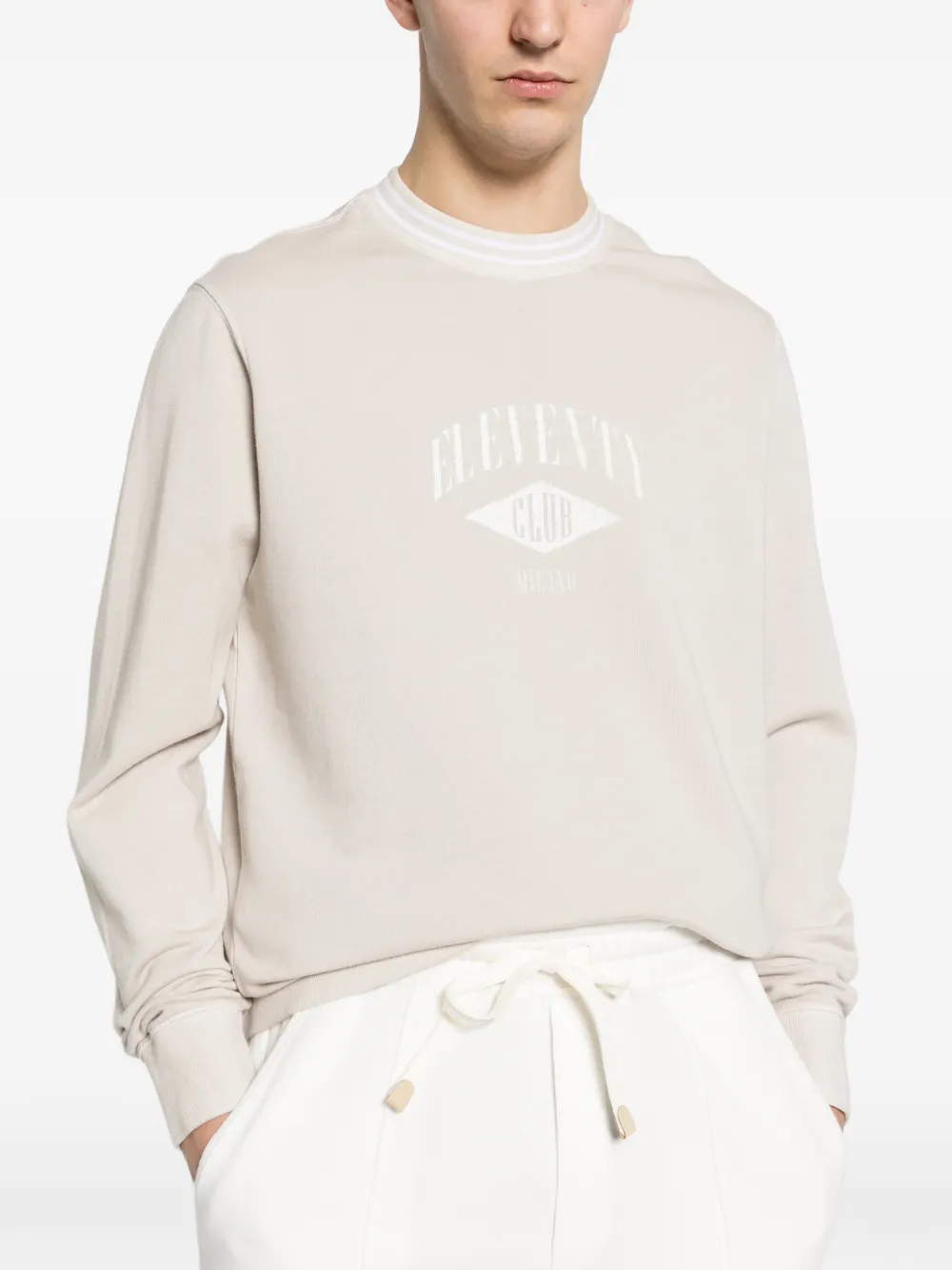 Eleventy Sweater met logoprint Beige