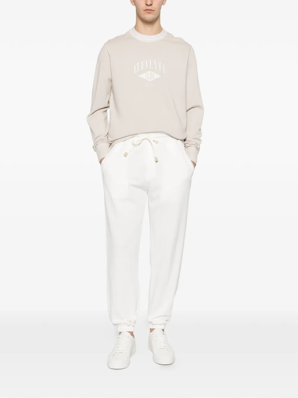 Eleventy Sweater met logoprint Beige