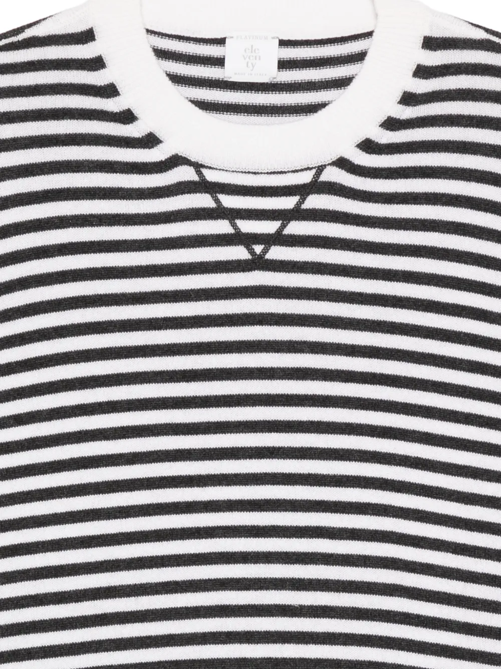  Eleventy Striped Round Neck Sweater - Black 