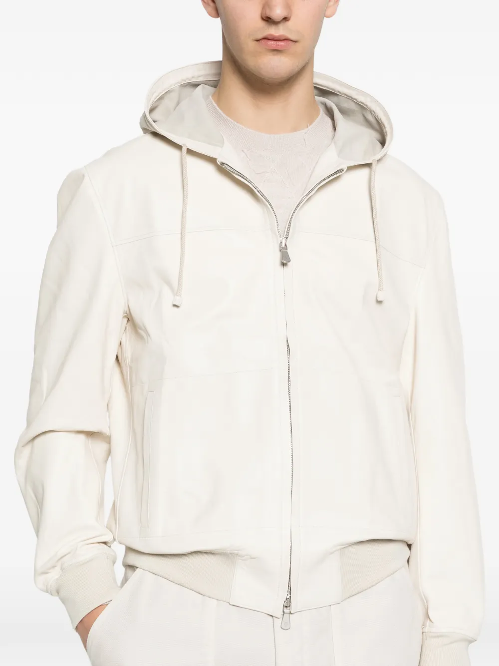 Eleventy Jack met capuchon en rits Beige