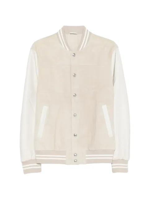 Eleventy striped bomber jacket