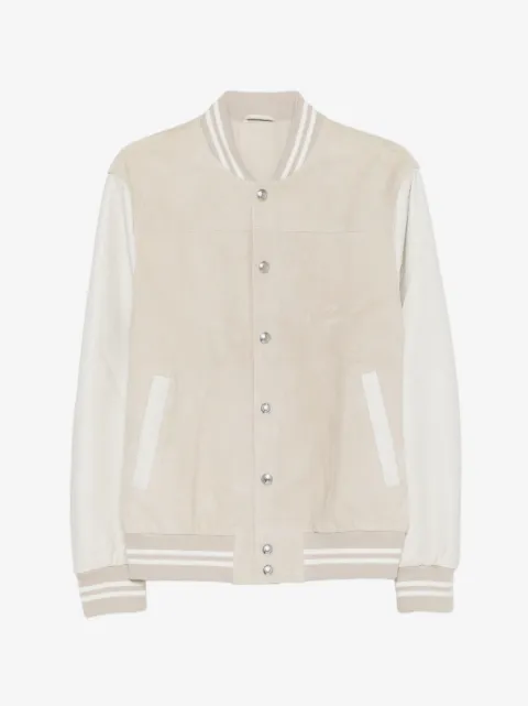 Eleventy striped bomber jacket