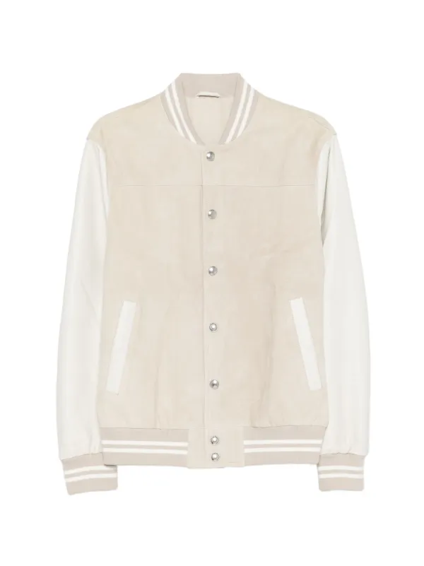 Eleventy Striped Bomber Jacket in Neutrals