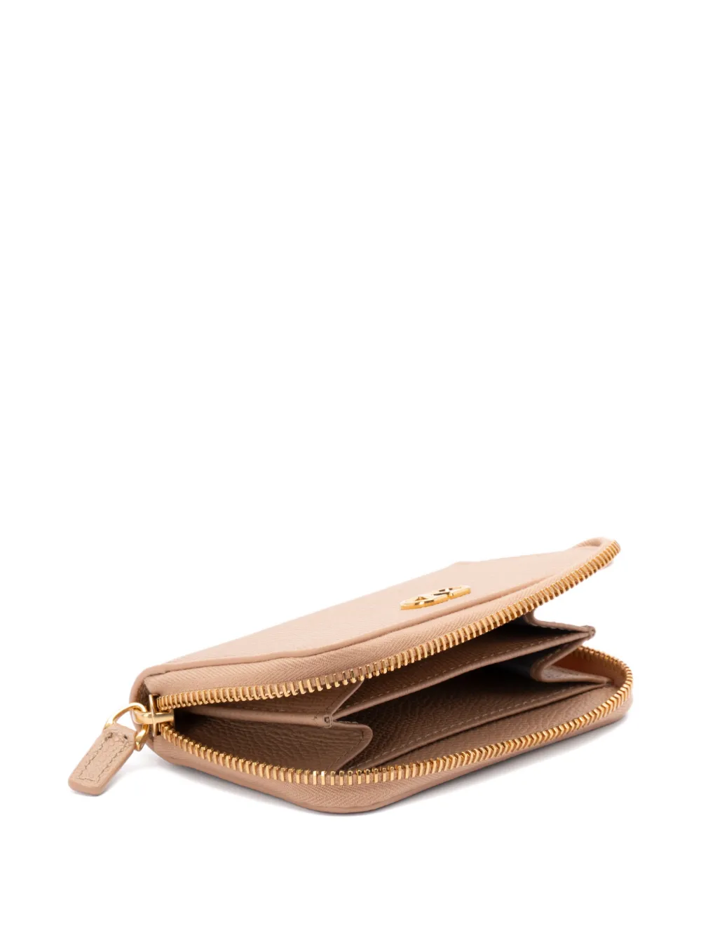 Valentino Garavani VLogo Signature portemonnee van bewerkt leer Beige