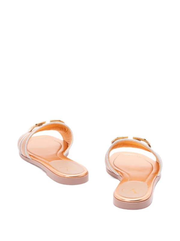 Valentino Garavani Vロゴ シグネチャー メタリックレザーサンダル