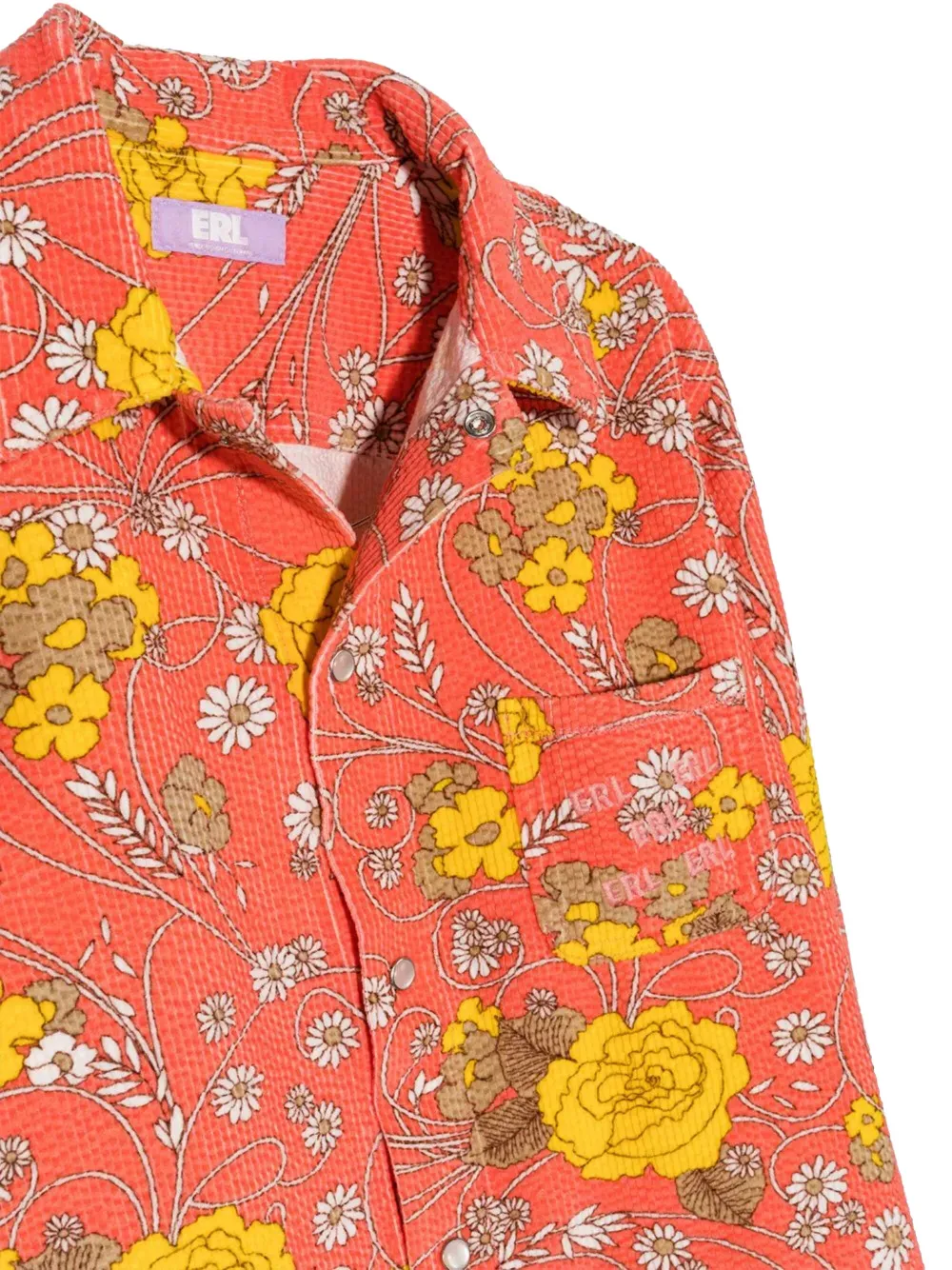  Erl Kids Floral-pattern Chest-pocket Shirt - Pink 
