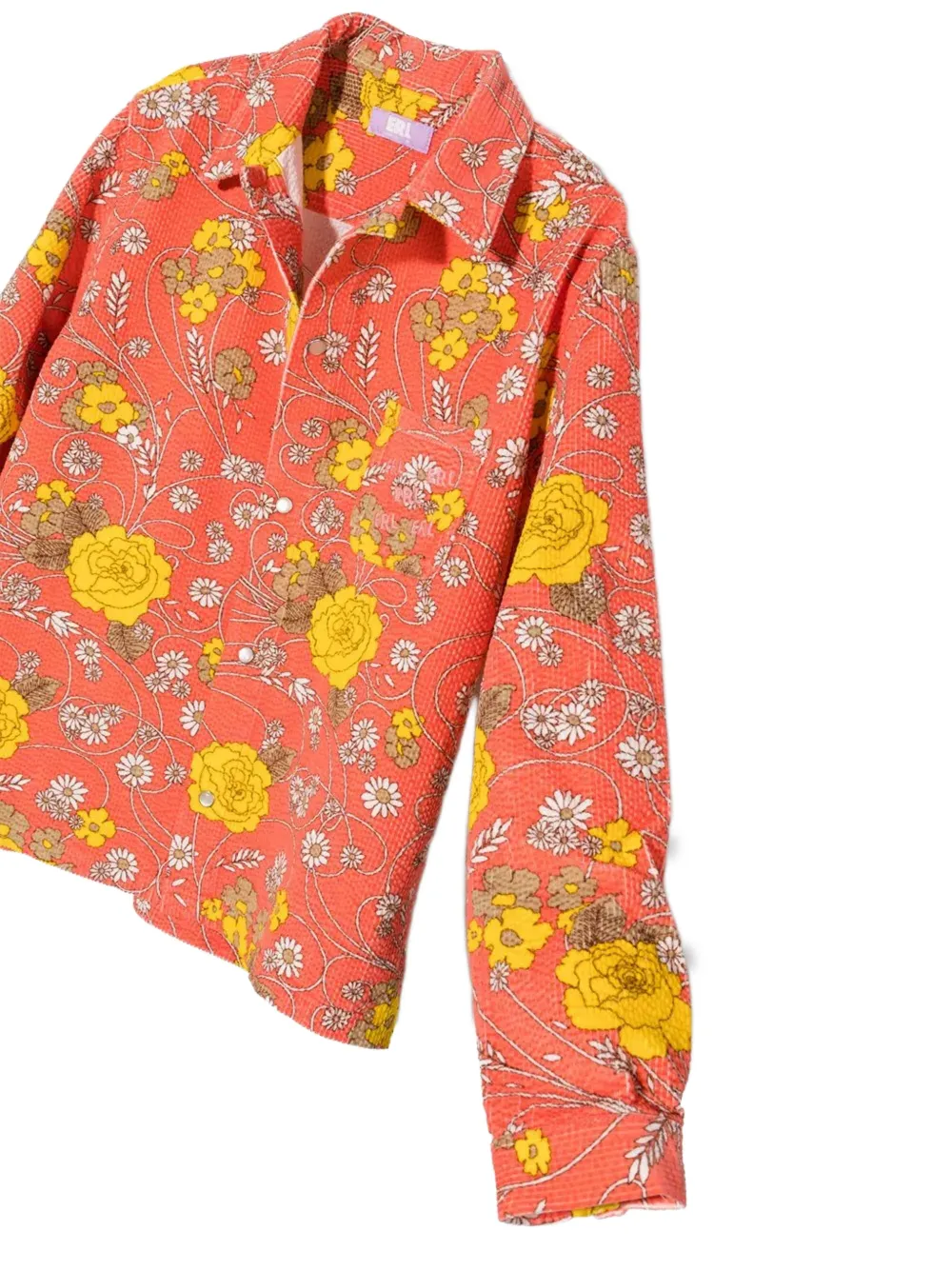  Erl Kids Floral-pattern Chest-pocket Shirt - Pink 