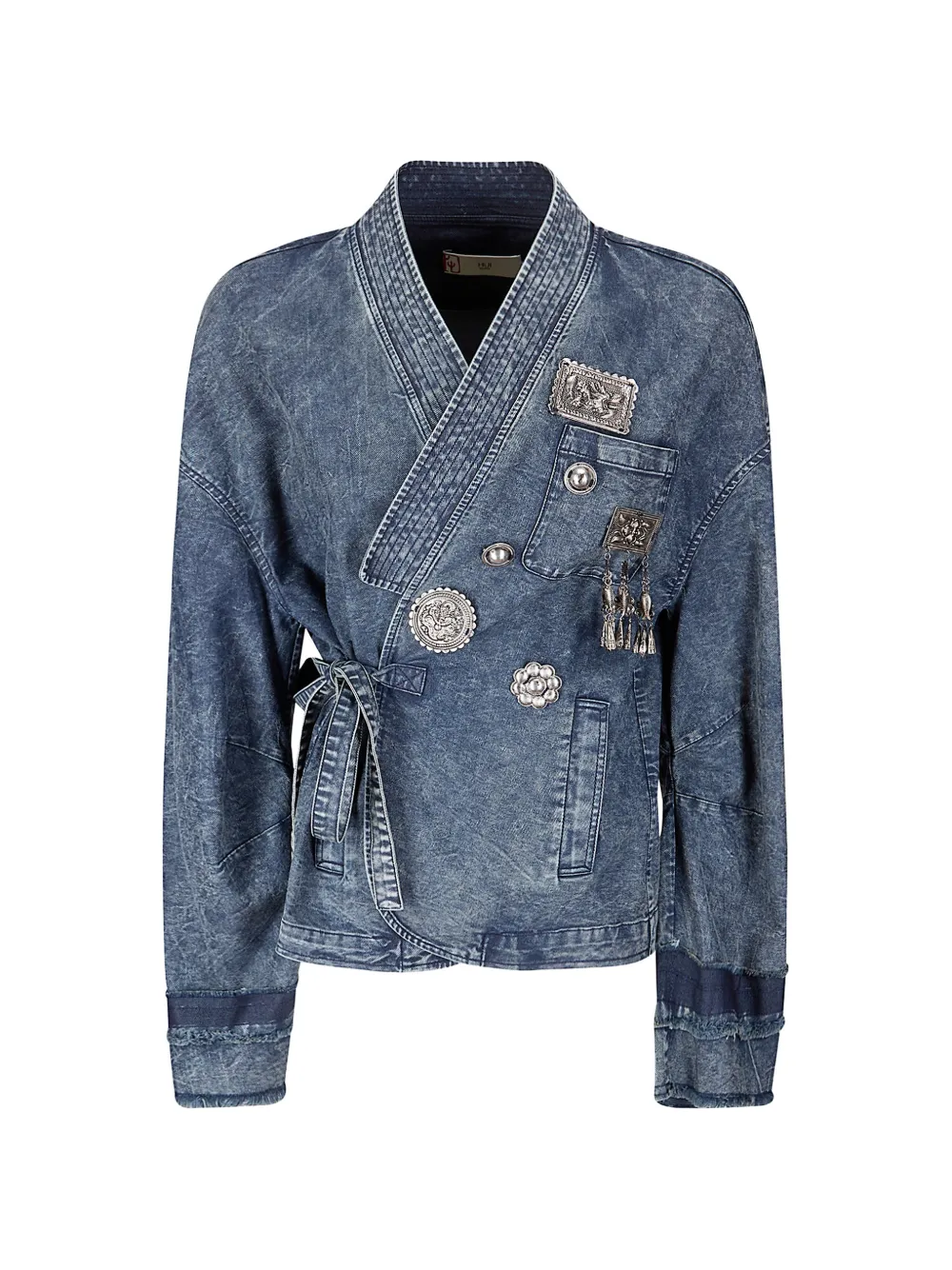 Hui Hui charm-embellished denim jacket - Blu
