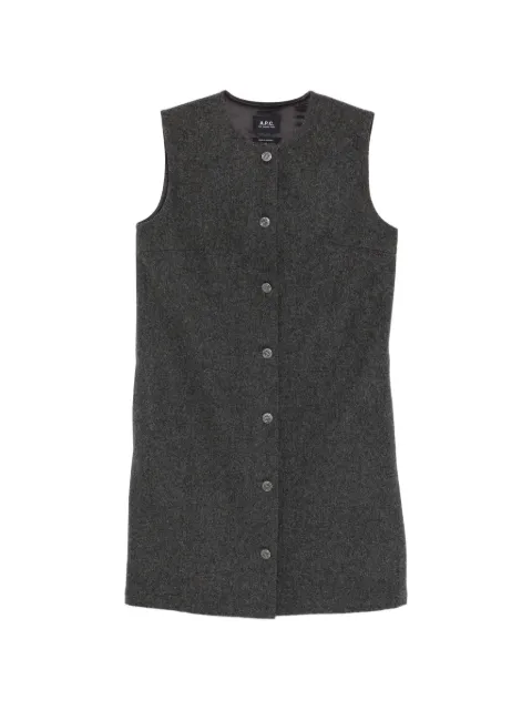 A.P.C. robe boutonnée à manches courtes froncées