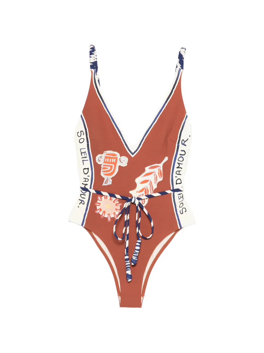 ALEMAIS Soleil D'Amour printed swimsuit - Marrone