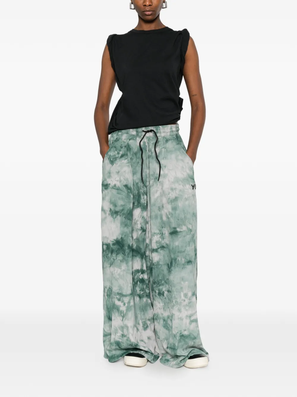 Y-3 Broek met tie-dye print Groen