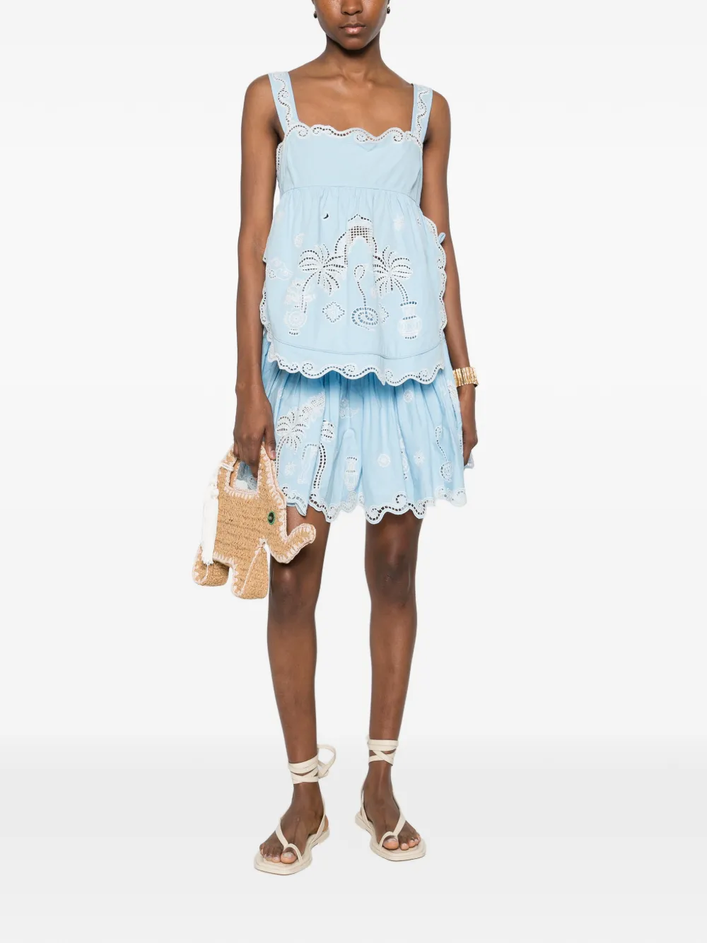  Alemais Maizy Scalloped-trim Mini Skirt - Blue 