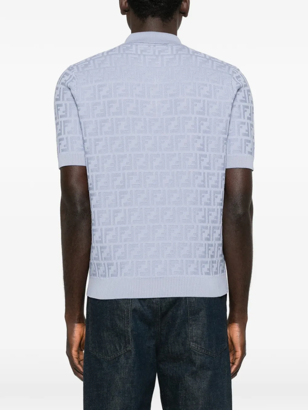 FENDI Poloshirt met FF-patroon Blauw