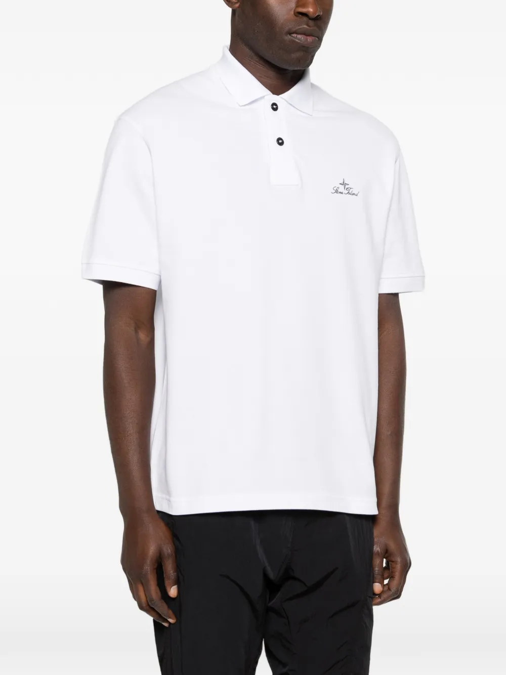 Stone Island Poloshirt met geborduurd logo Wit