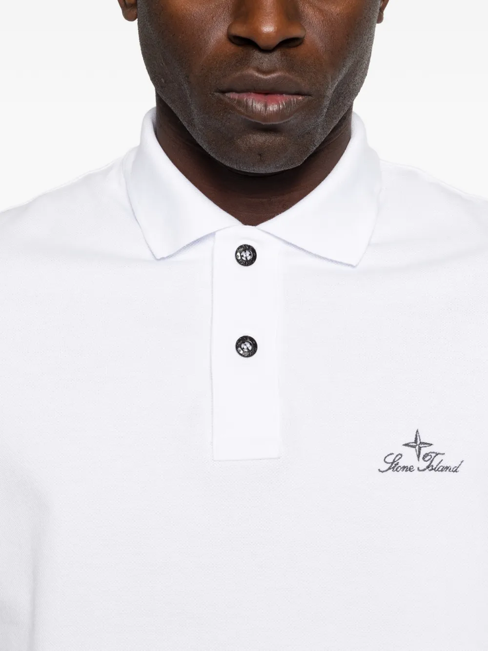 Stone Island Poloshirt met geborduurd logo Wit