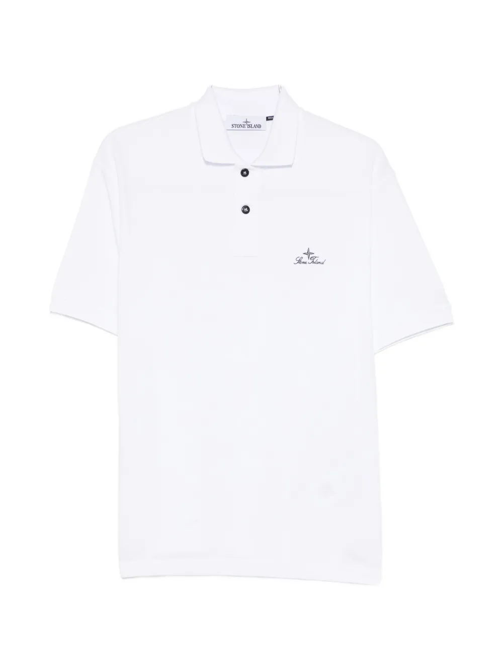 Stone Island logo-embroidery polo shirt - Bianco