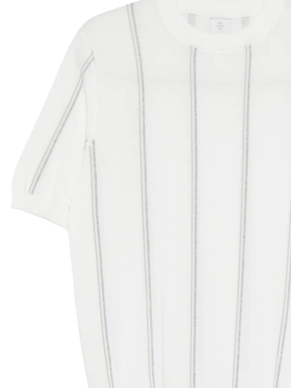  Eleventy Round-neck Striped Sweater - Neutrals 