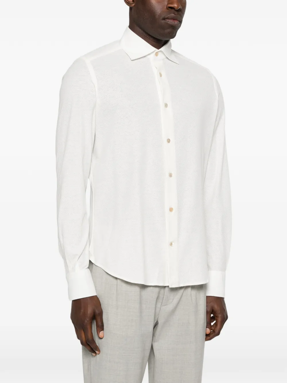  Eleventy Textured Buttoned Shirt - Neutrals 