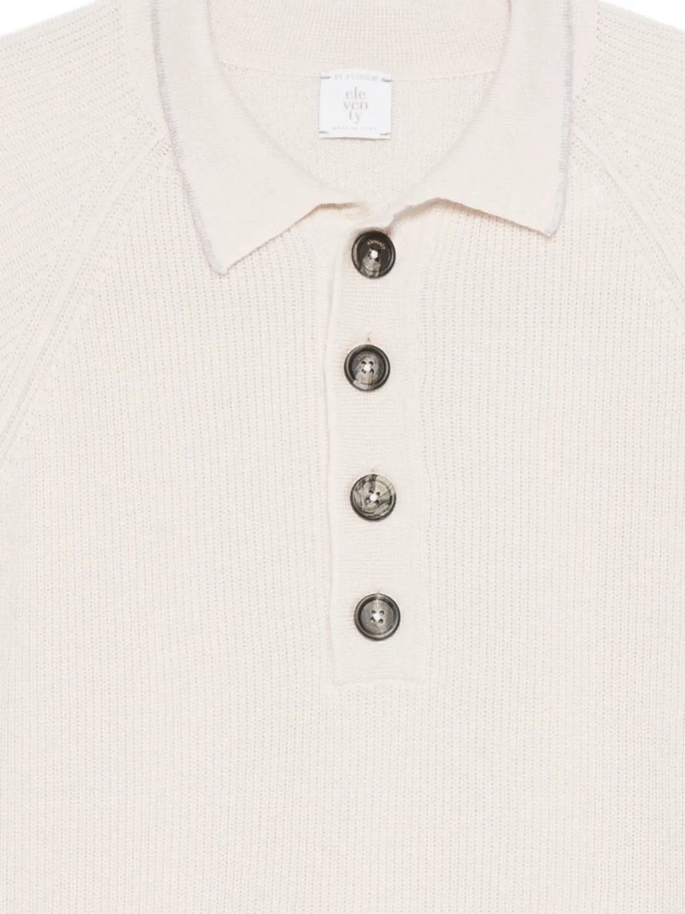  Eleventy Buttoned Collared Polo Shirt - Neutrals 