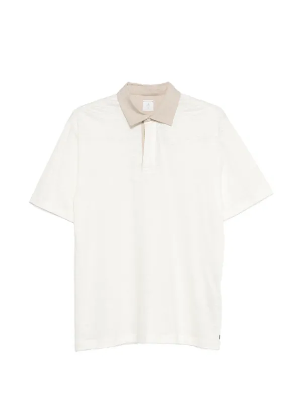 Eleventy Contrast-collar Polo Shirt in Neutrals