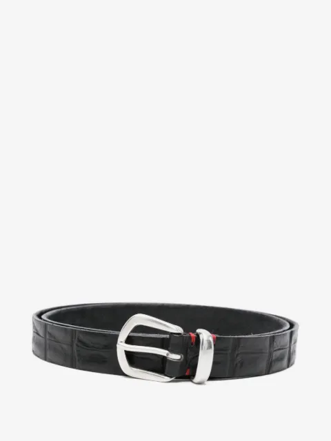 Eleventy crocodile-effect silver-tone belt
