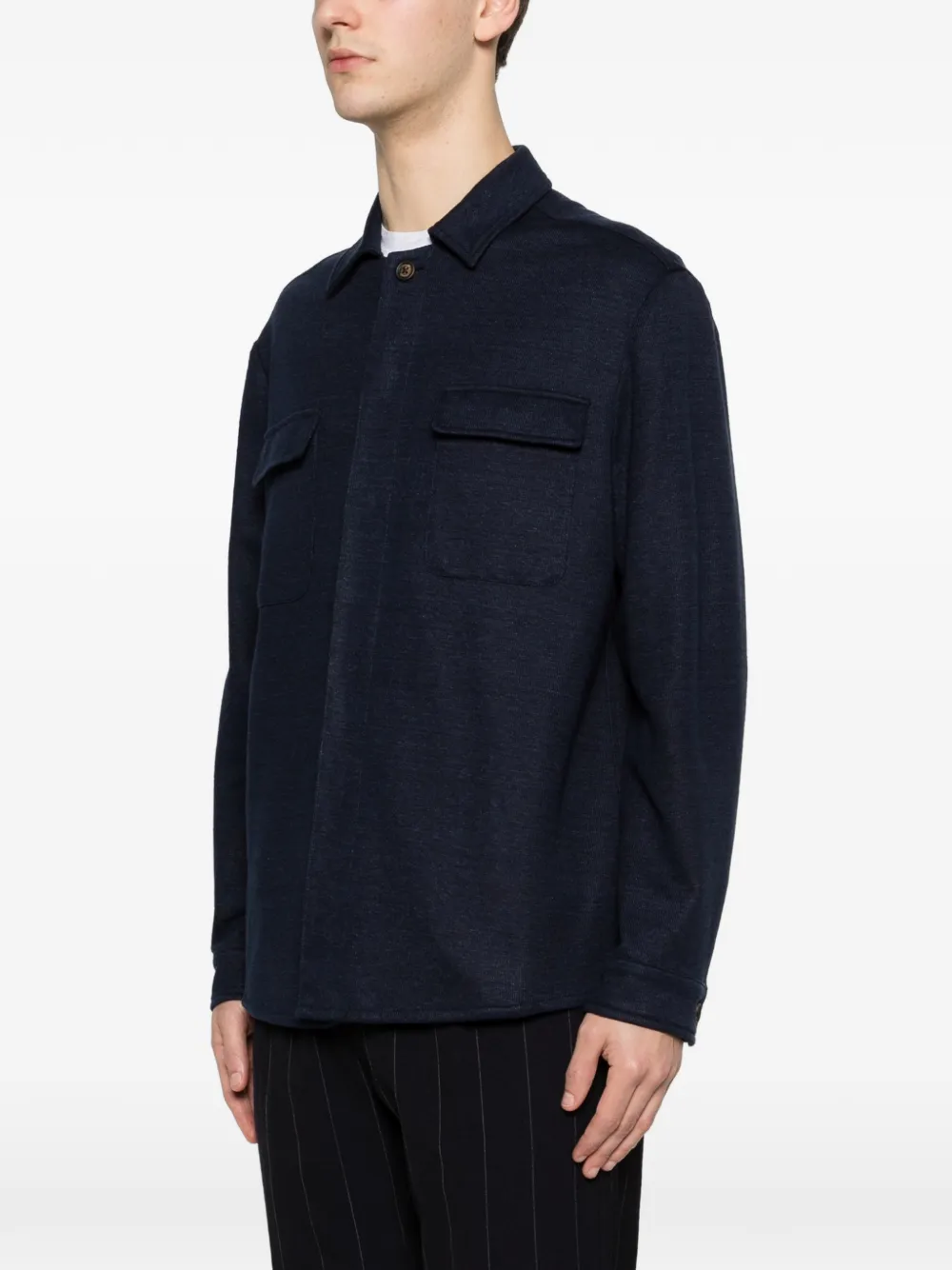  Eleventy Patch Pocket Over Shirt Jacket - Blue 