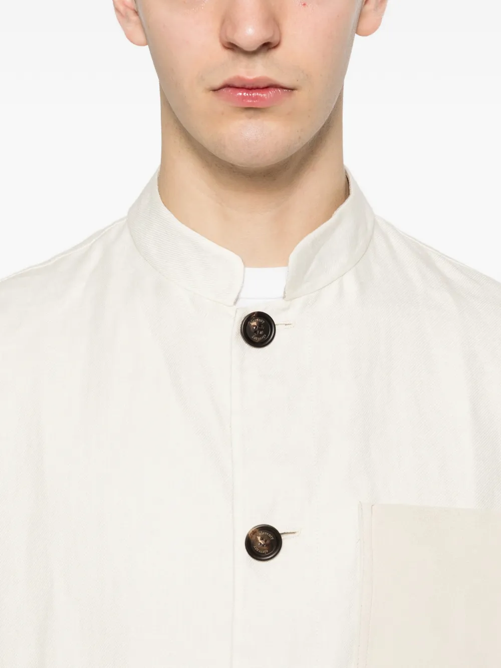 Eleventy Shirtjack met opgestikte zak en knopen Beige