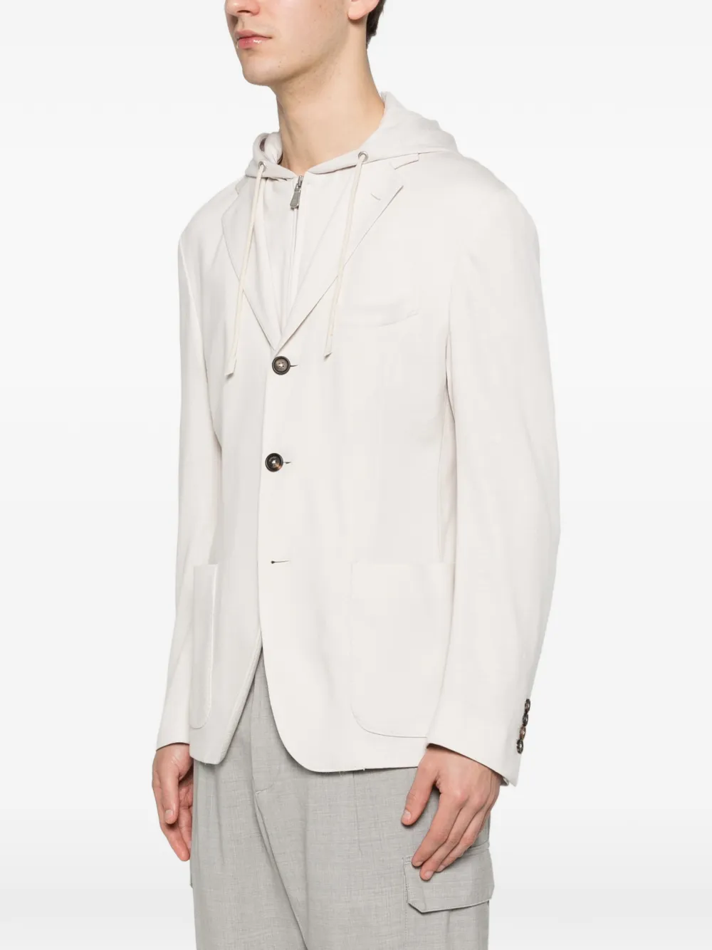  Eleventy Hooded Single-breasted Jacket - Neutrals 