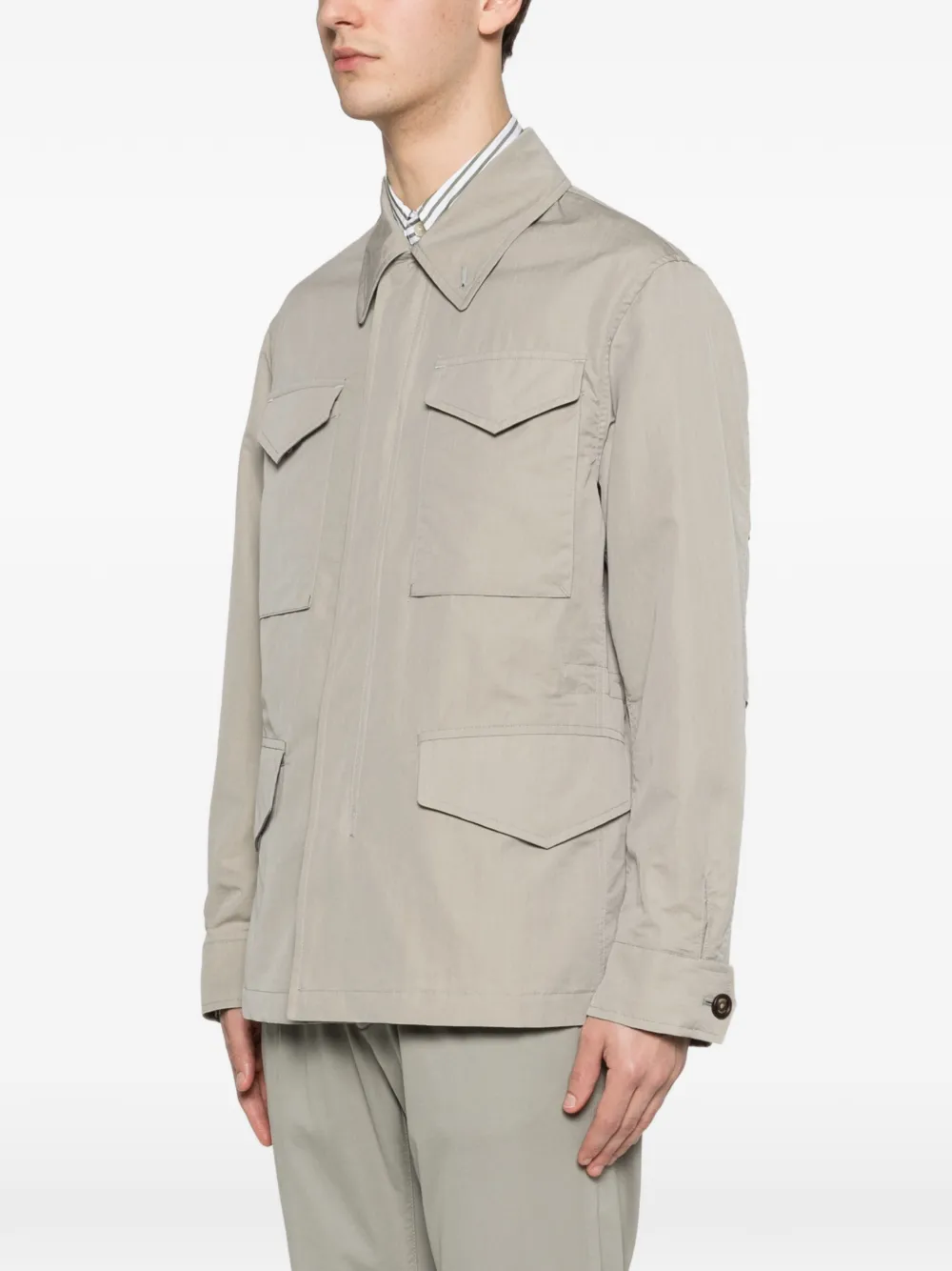 Eleventy Jack met opgestikte zak Beige