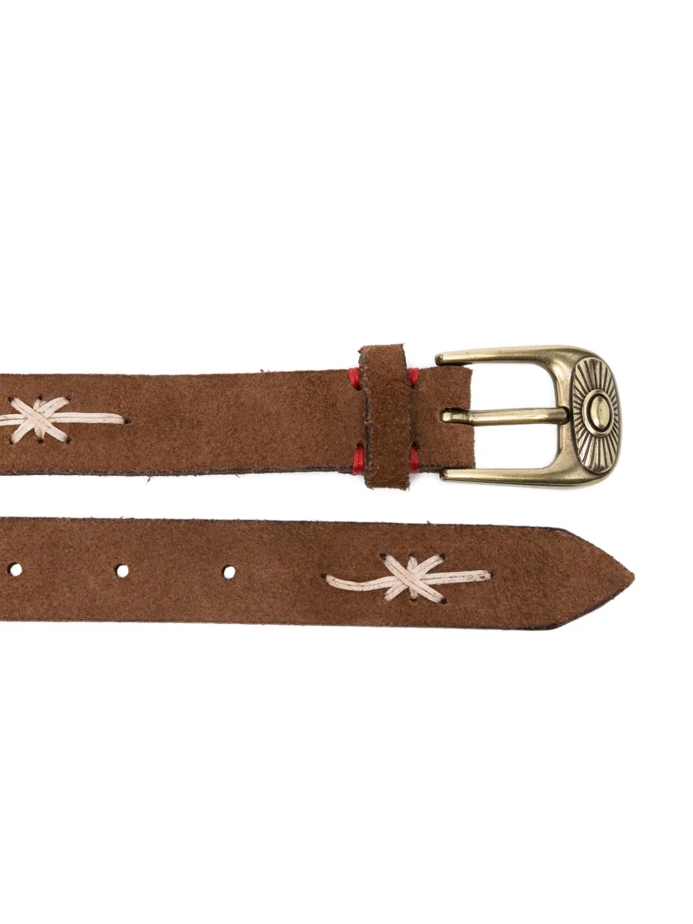 Eleventy Sunburst leren riem met stiksel Bruin