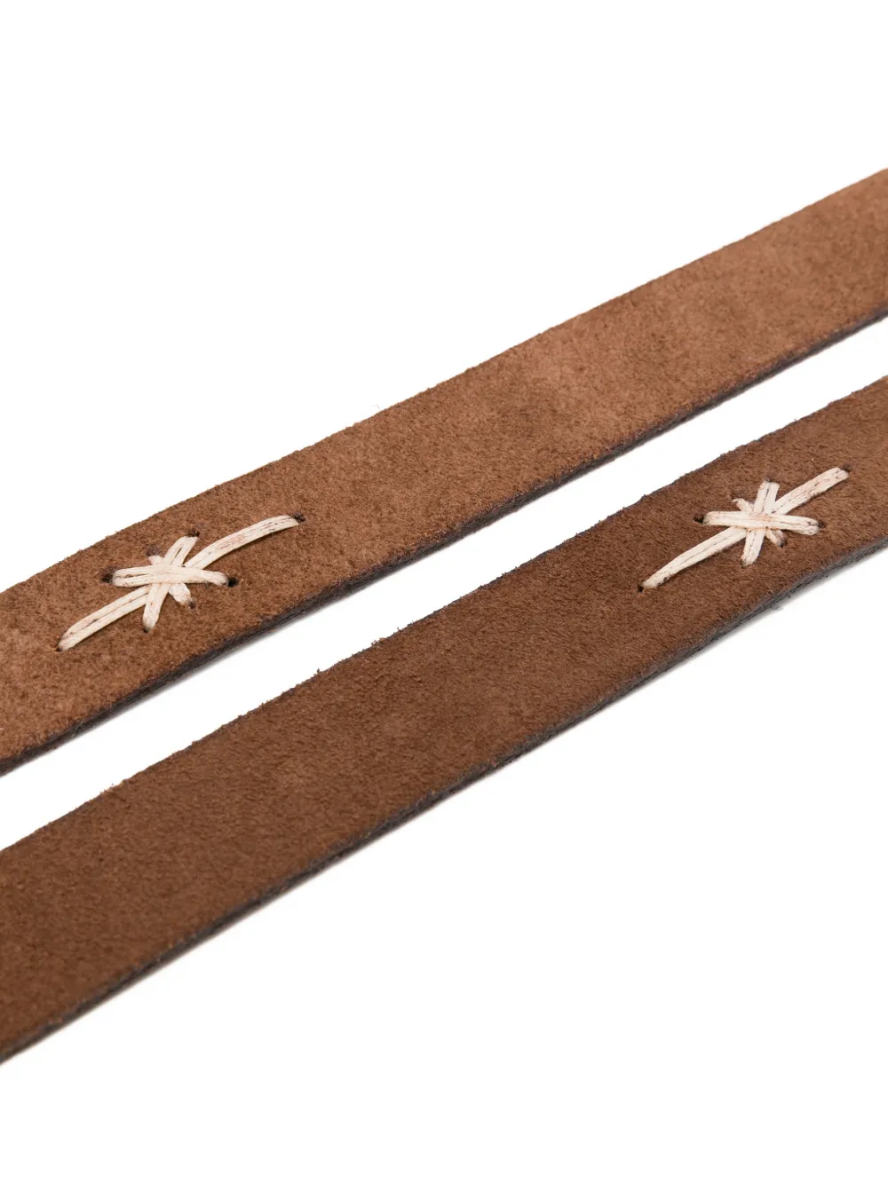 Eleventy Sunburst leren riem met stiksel Bruin