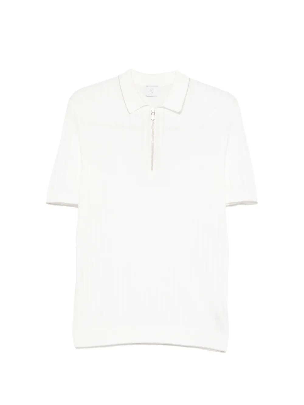 Eleventy Polo con mezza zip - Bianco