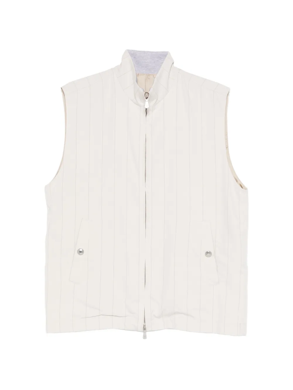 Eleventy Gilet gessato con zip - Toni neutri