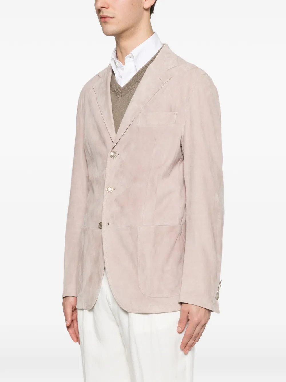 single-breasted suede blazer
