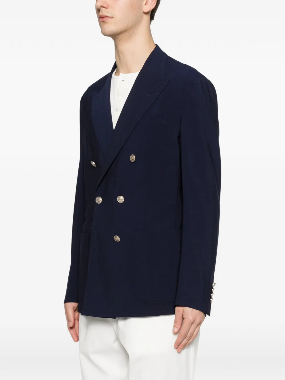  Eleventy Double-breasted Pocket Jacket - Blue 