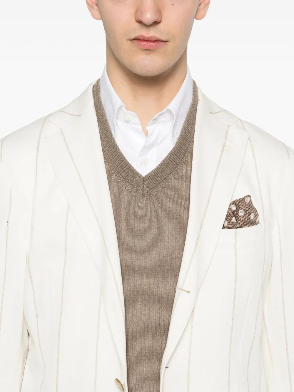 Eleventy Gestreepte blazer Beige