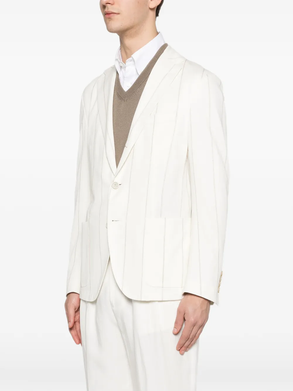 Eleventy Gestreepte blazer Beige