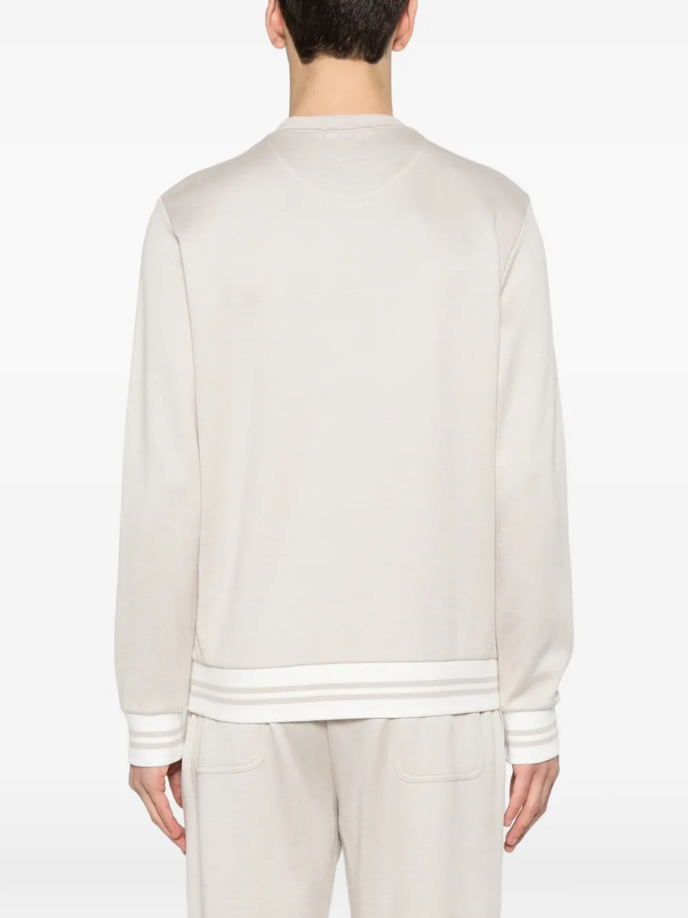 Eleventy Sweater met gestreepte afwerking Beige