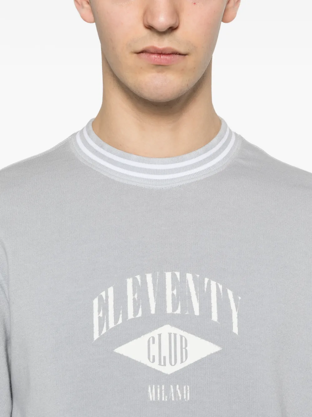 Eleventy Sweater met logoprint Grijs