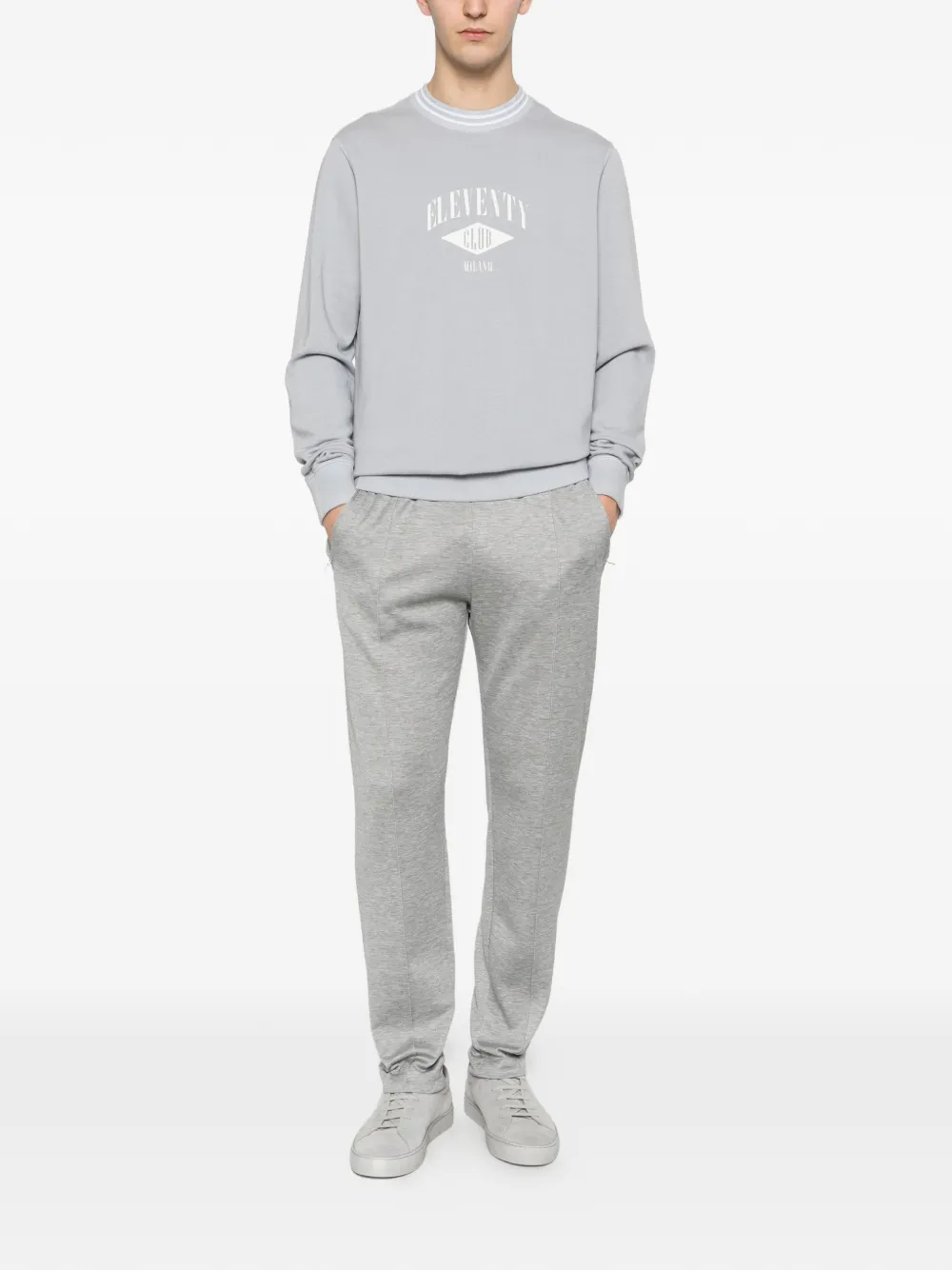 Eleventy Sweater met logoprint Grijs