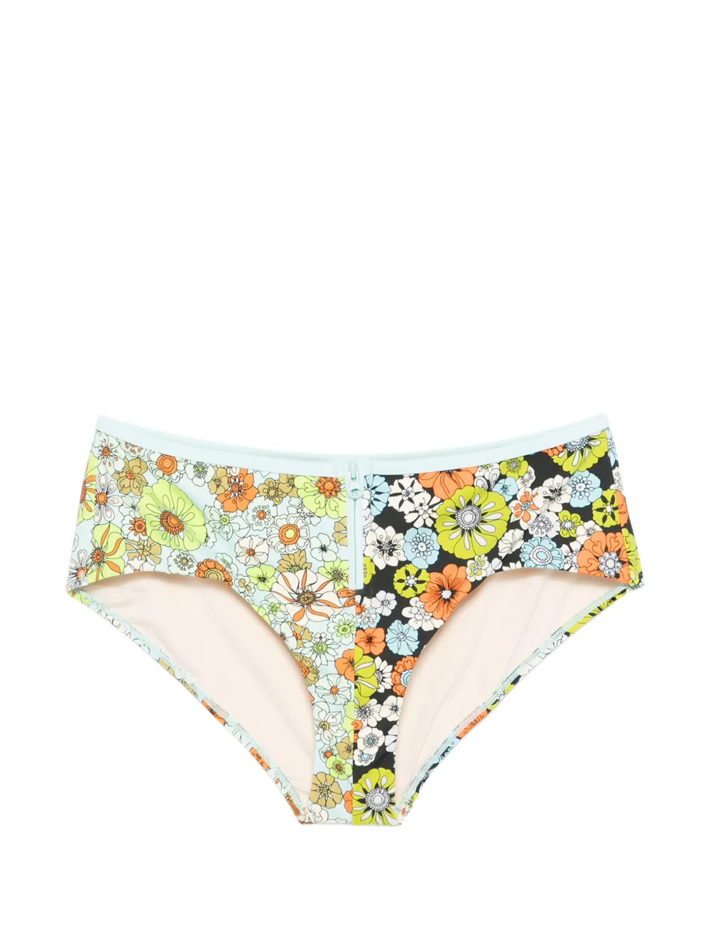 ALEMAIS floral-print zip-up bikini bottom - Blu